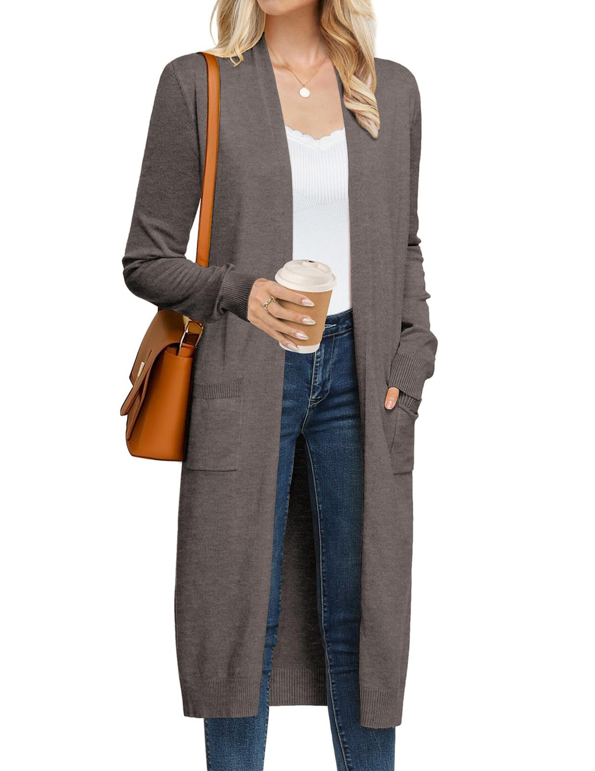GRACE KARIN Women's 2026 Trendy Long Cardigans Sweater Lightweight Open Front Long Sleeve Maxi Duster Coats with Pockets