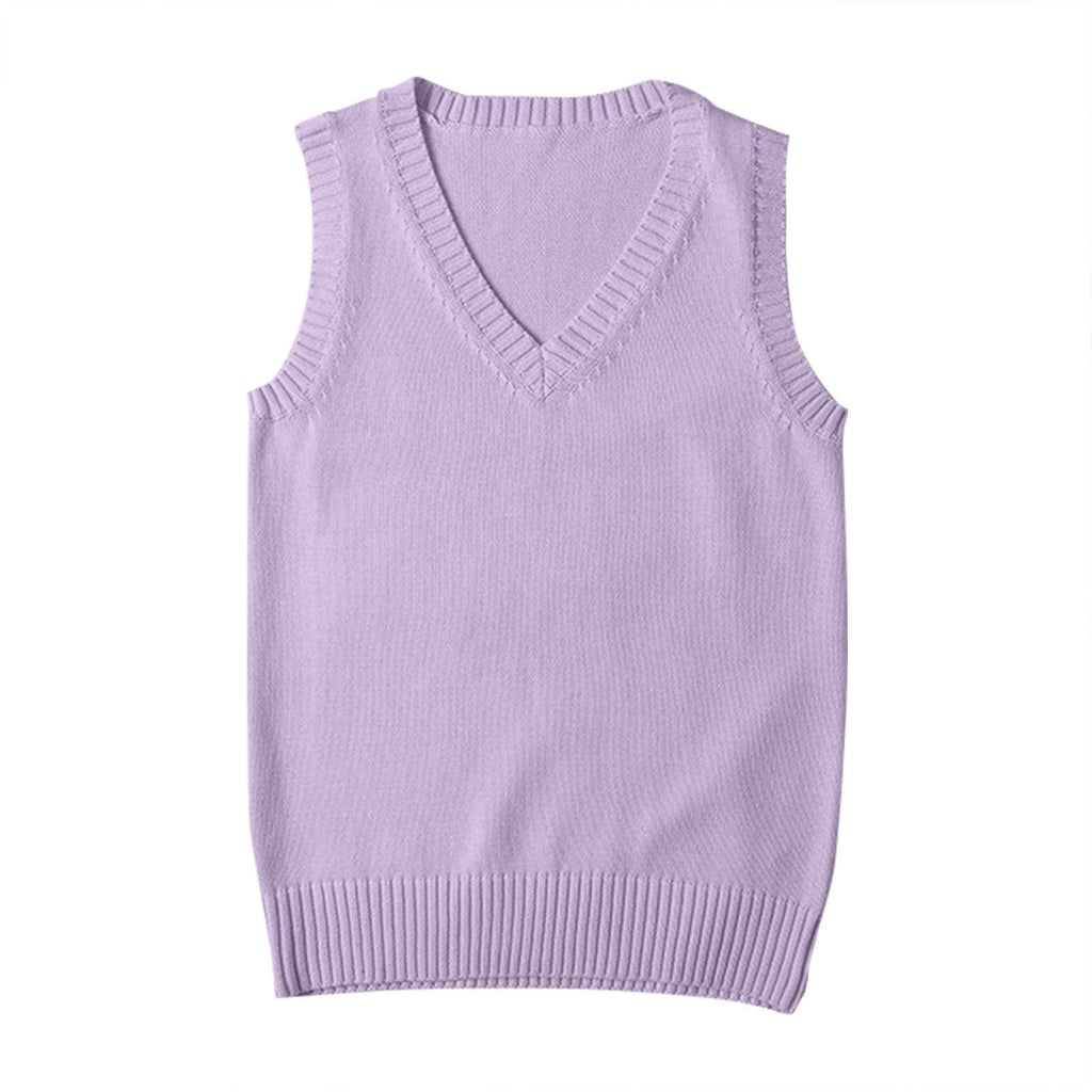 Sweater Vest for Women V Neck Sleeveless Ribbed Trim Solid Knit Casual Layering Daily Tank Vest