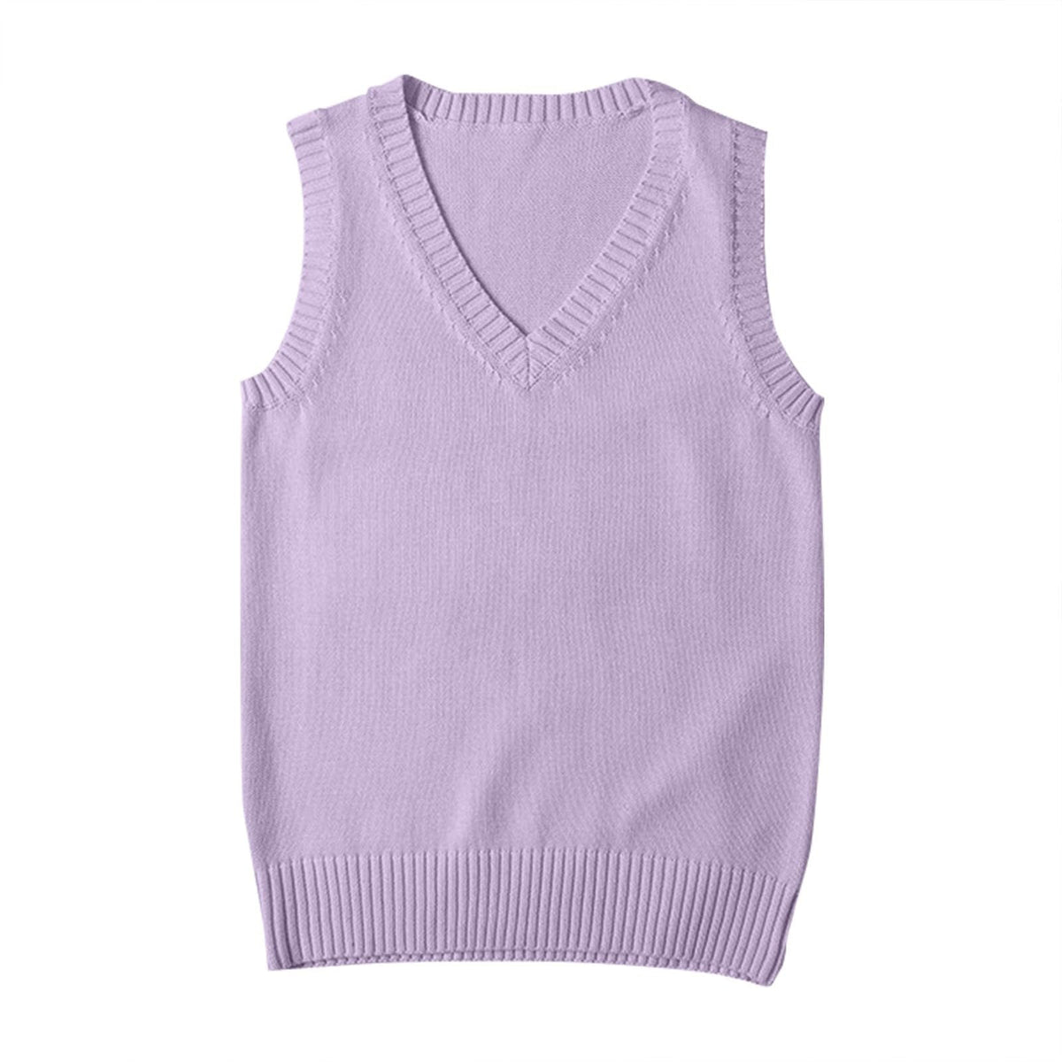 Sweater Vest for Women V Neck Sleeveless Ribbed Trim Solid Knit Casual Layering Daily Tank Vest