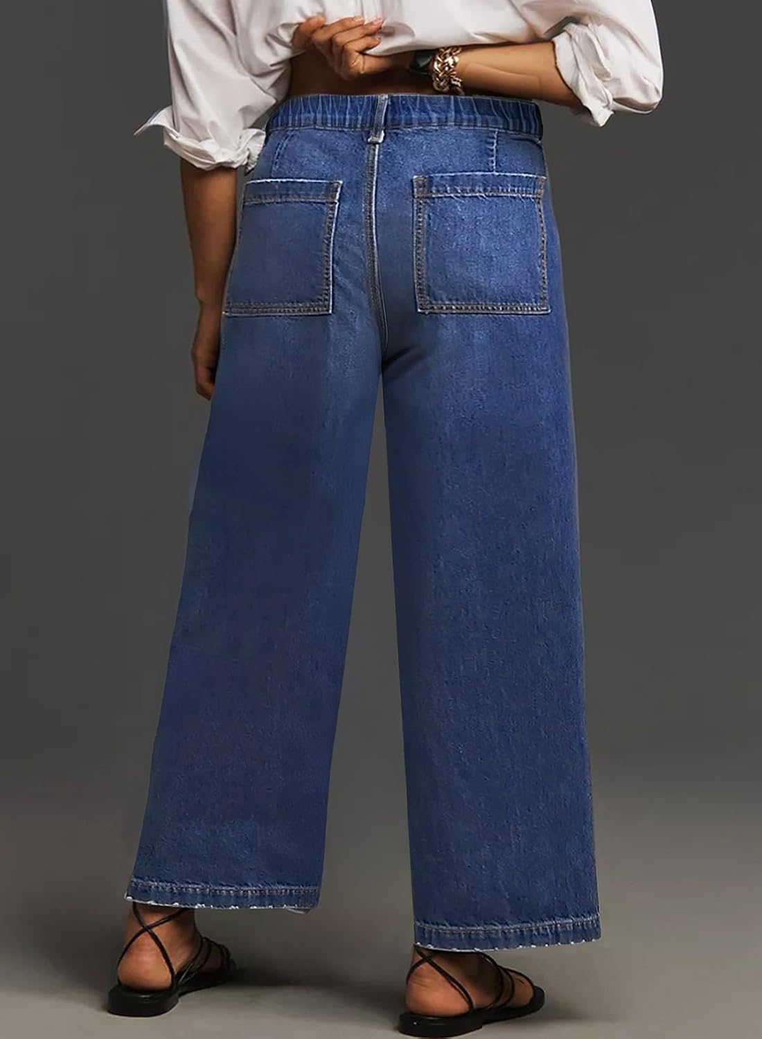 Eytino Plus Size Jeans for Women High Waisted Wide Leg Jeans Trendy Baggy Loose Stretchy Denim Pants with Pockets(1X-5X)