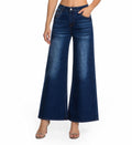 Women's Wide Leg Jeans High Waisted Stretch Loose Fit Denim Pants with Vintage Whisker Distressed Details