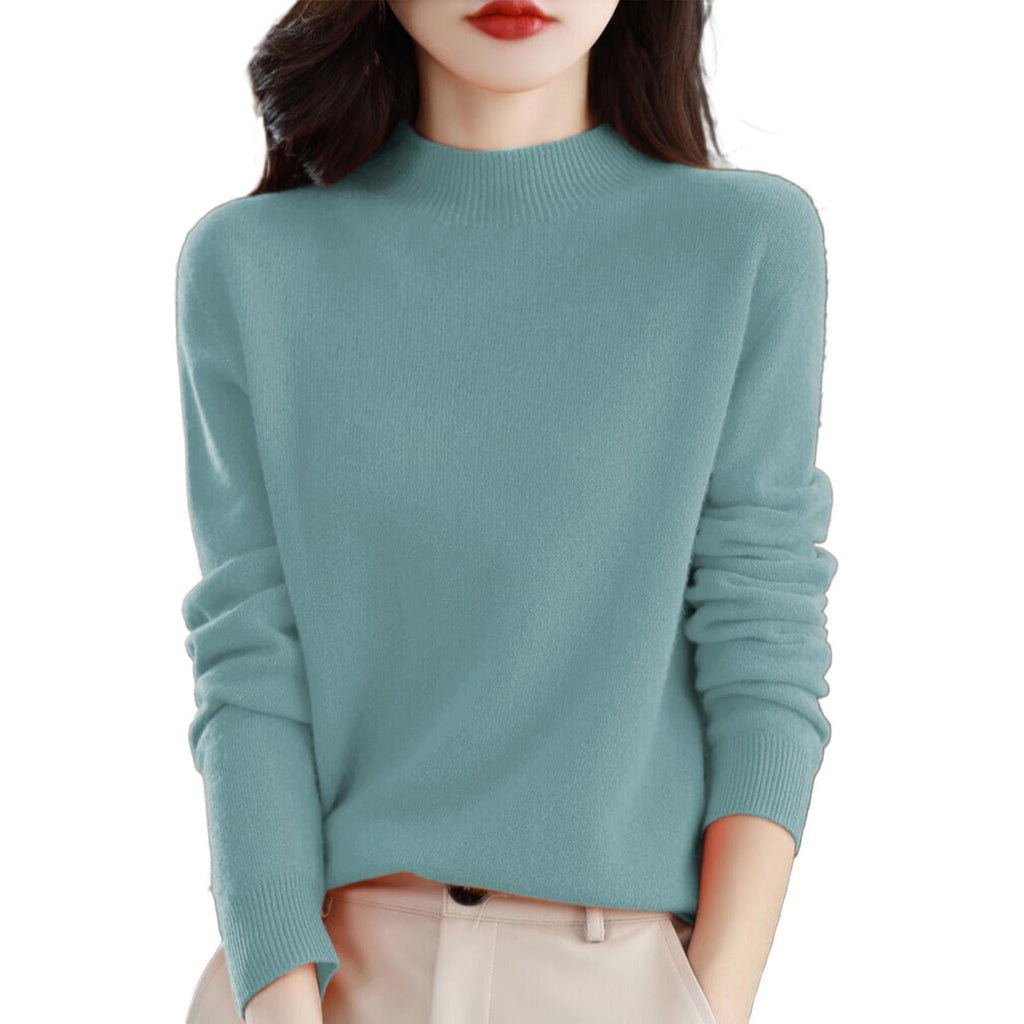 Cashmere Sweaters for Women Mock Turtleneck Warm Pullover Sweater