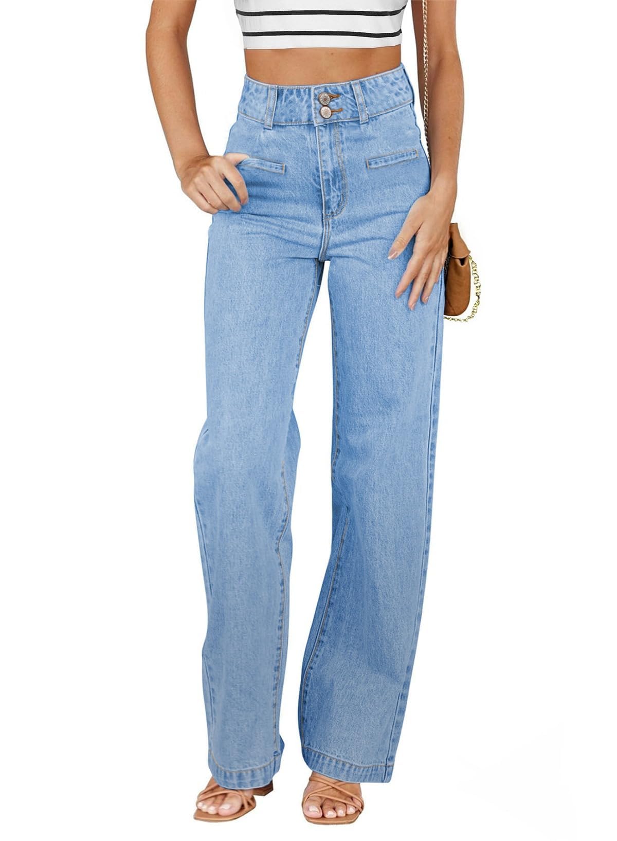 Sidefeel Jeans for Women High Waisted Straight Leg Denim Pants