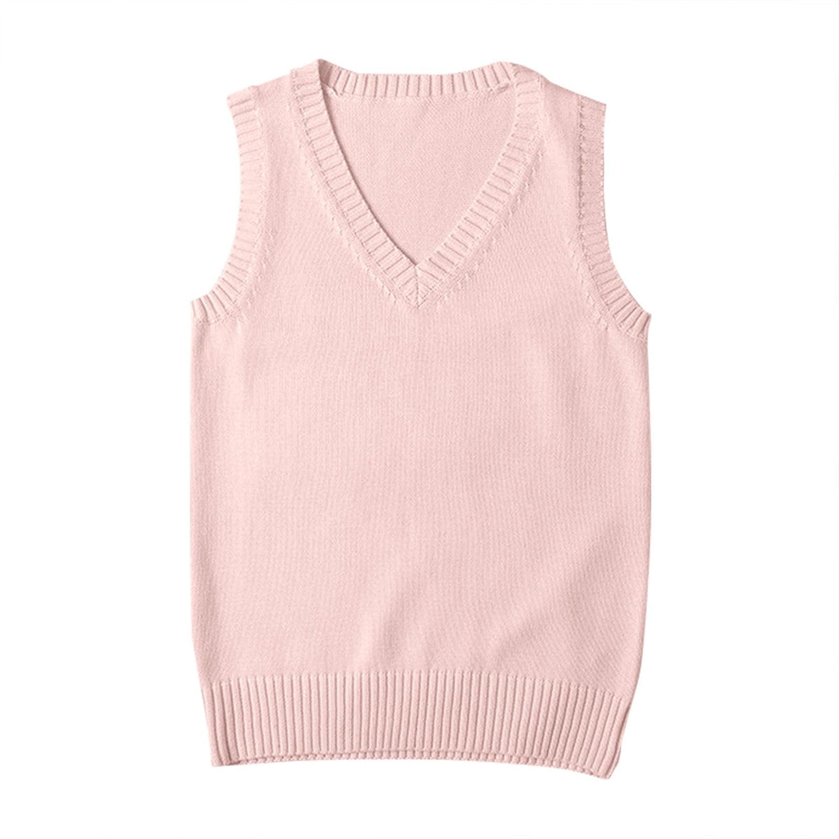 Sweater Vest for Women V Neck Sleeveless Ribbed Trim Solid Knit Casual Layering Daily Tank Vest