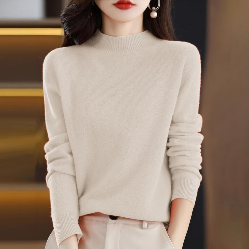 Cashmere Sweaters for Women Mock Turtleneck Warm Pullover Sweater
