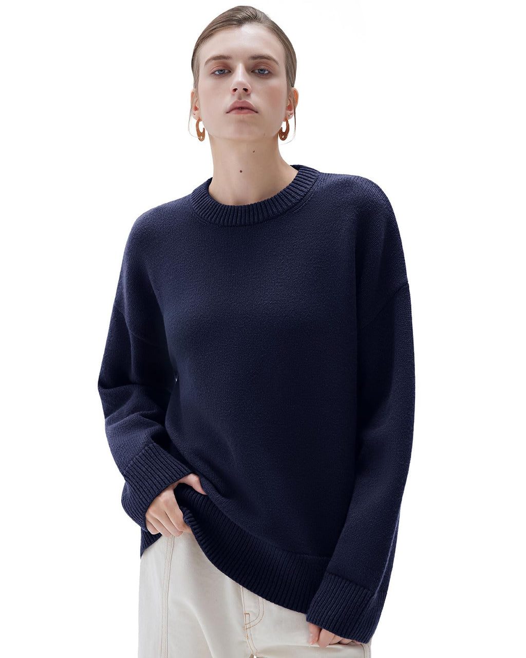 SUUKSESS Women Cashmere Blend Oversized Sweaters Long Sleeve Pullover Tops