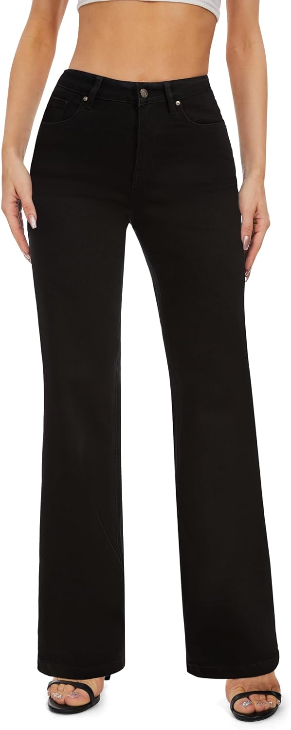 FLYING BANANA Women's High Waisted Wide Leg Baggy Stretch Denim Jeans