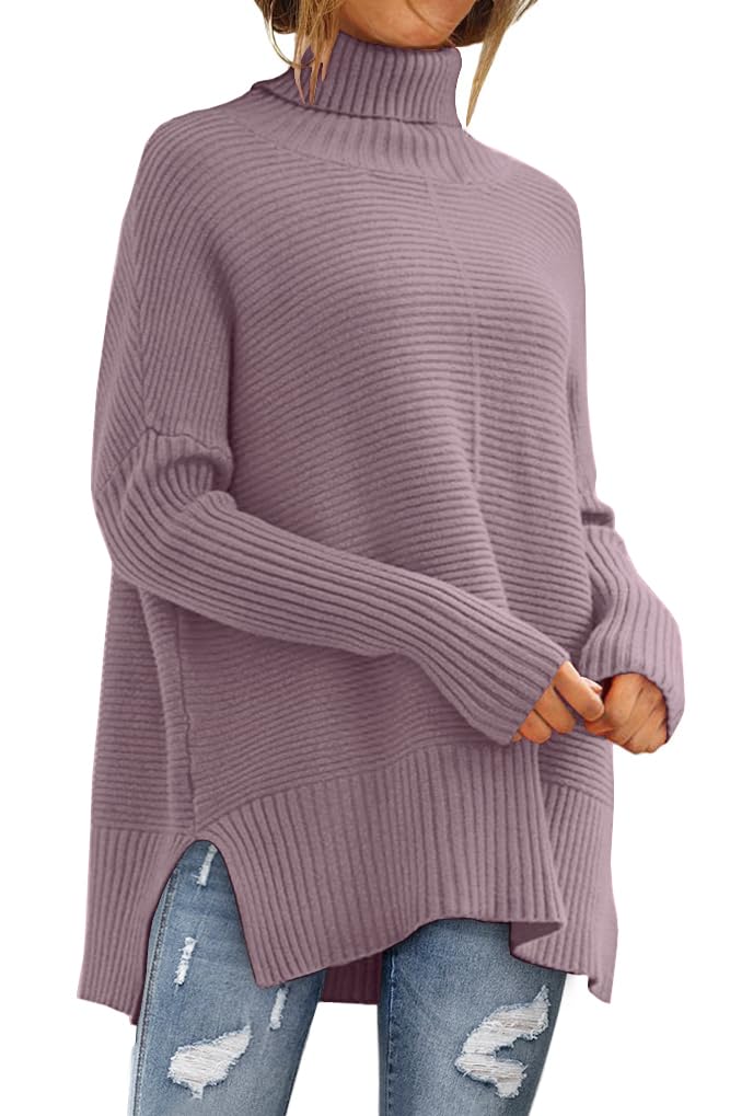 LILLUSORY Women Oversized Turtleneck Sweaters Fall Cozy Long Pullover Tunic