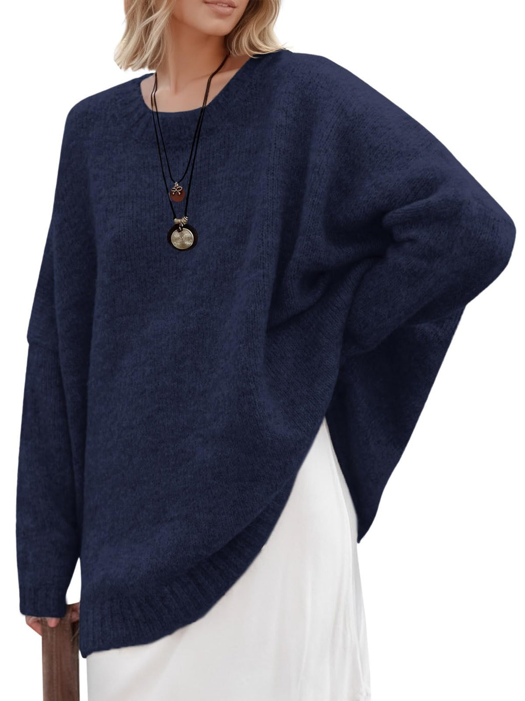 Saodimallsu Womens Oversized Tunic Sweaters Chunky Knit Slouchy Pullover