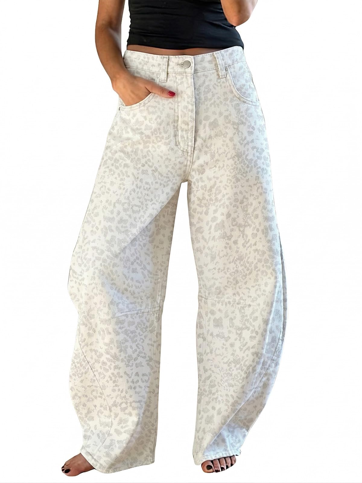 EXLURA Barrel Jeans Women Y2K Boyfriend Denim Pants Casual Baggy Jeans