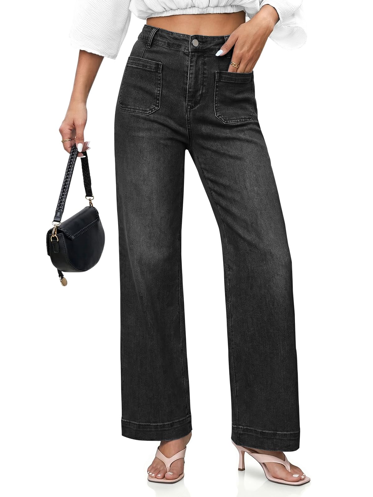 Cicy Bell Womens Wide Leg Jeans High Waisted Straight Leg Denim Pants