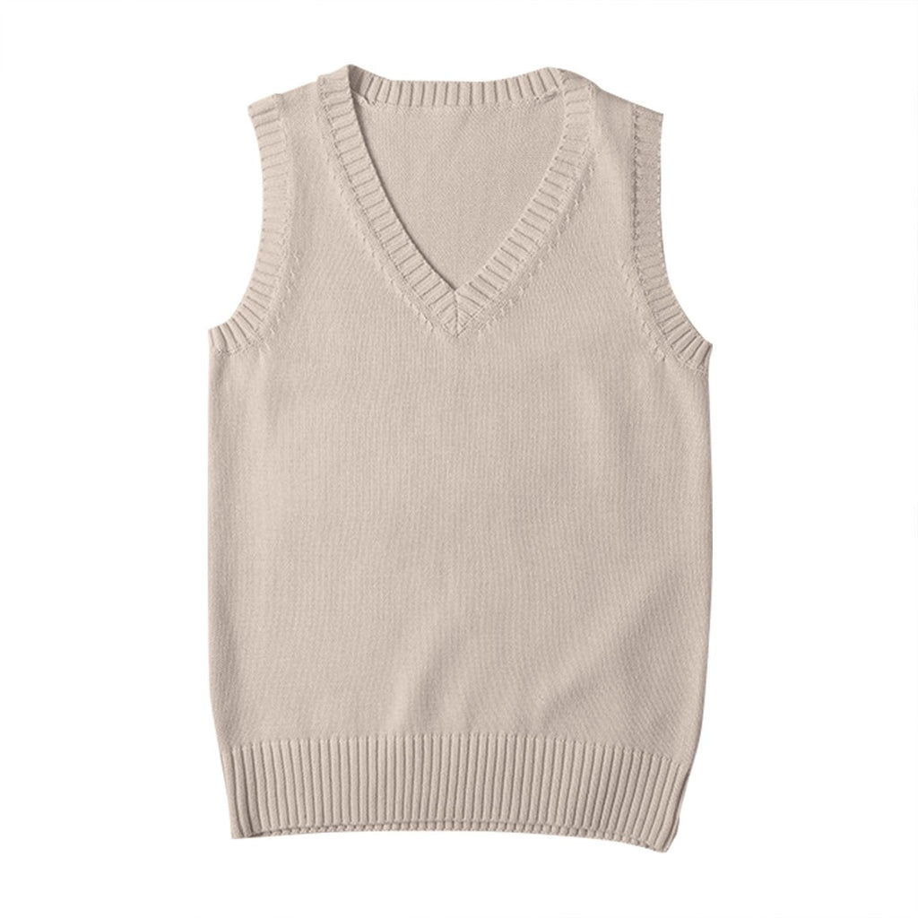 Sweater Vest for Women V Neck Sleeveless Ribbed Trim Solid Knit Casual Layering Daily Tank Vest