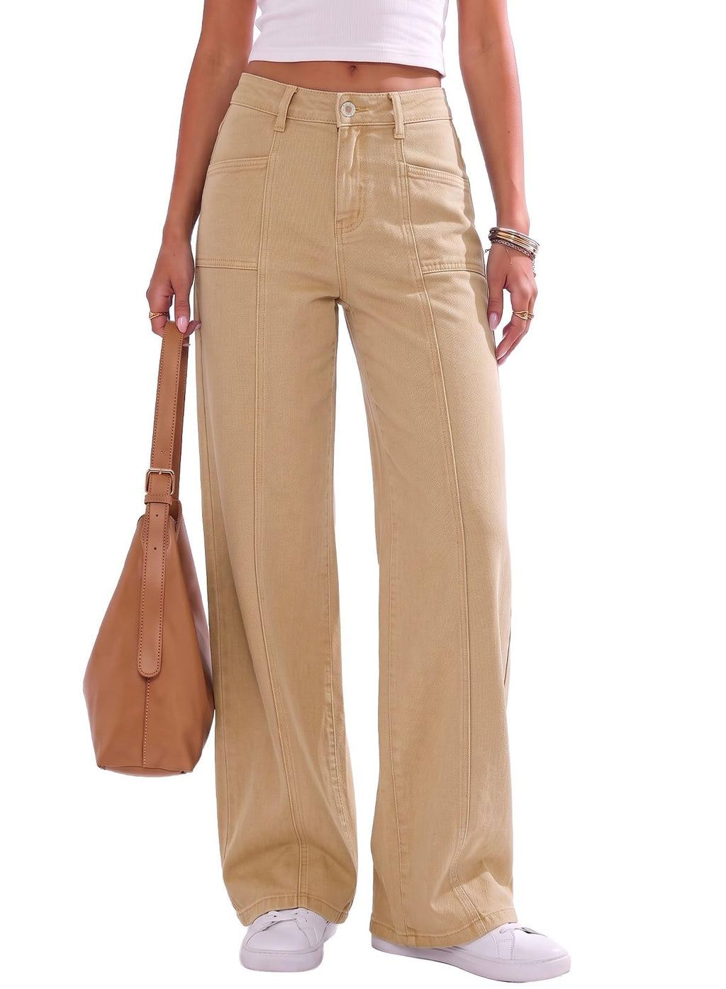 Sidefeel Women's High Waisted Jeans Loose Fit Wide Leg Denim Pants