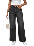 PerZeal Wide Leg Jeans for Women Trendy High Waisted Flare Jeans Straight Denim Pants Stretchy Baggy with Patch Pockets