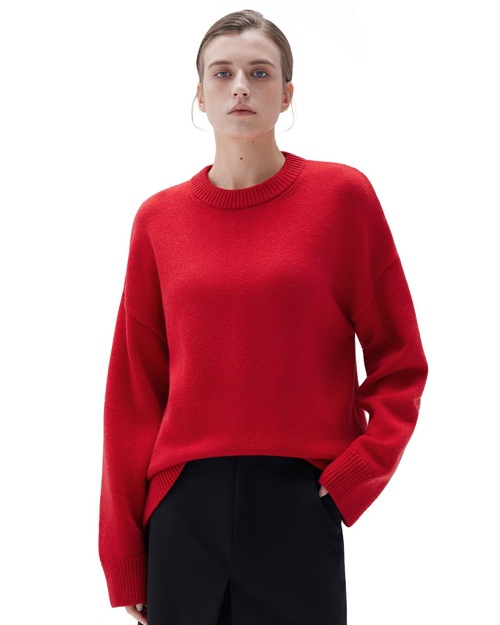SUUKSESS Women Cashmere Blend Oversized Sweaters Long Sleeve Pullover Tops