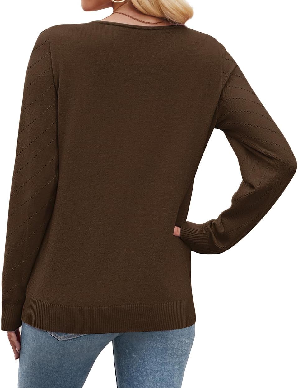 WIHOLL Sweaters for Women V Neck Casual Knit Long Sleeve Tops Lightweight Pullover Clothes Fall Fashion Outfits 2026