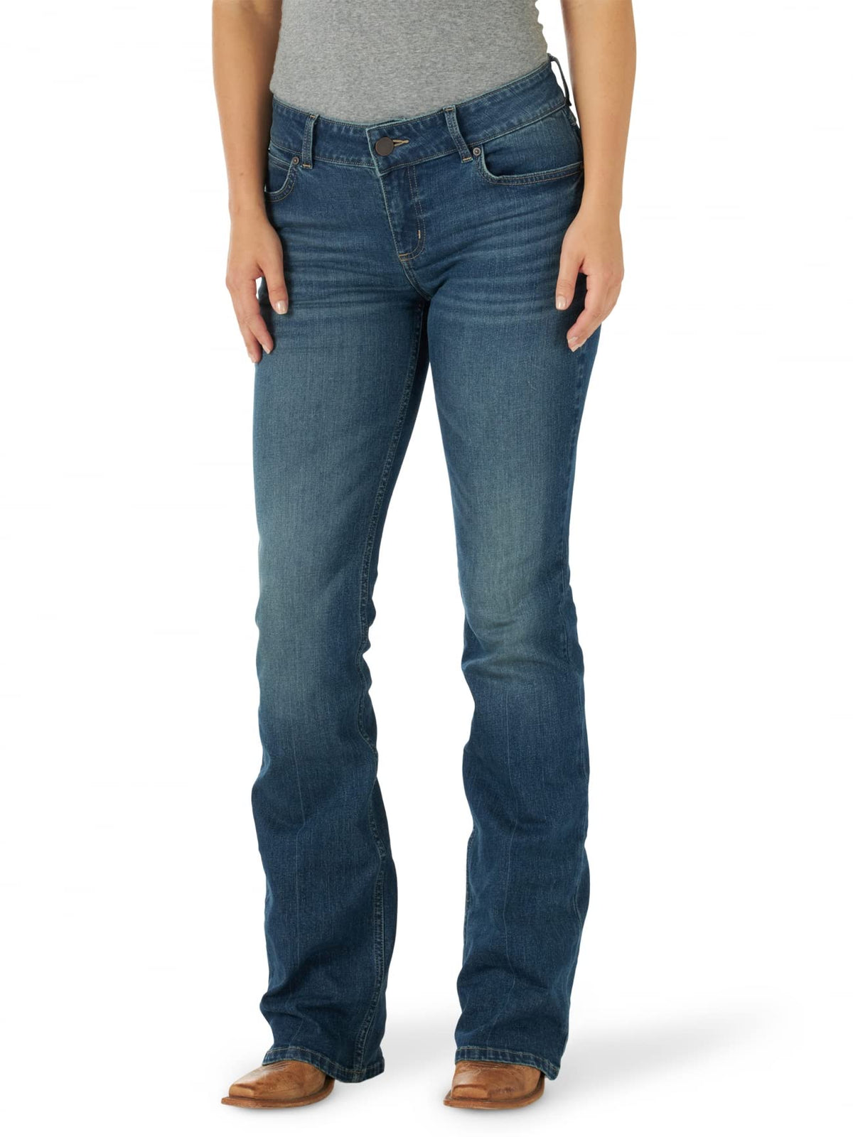 Wrangler Women's Western Mid Rise Stretch Boot Cut Jean