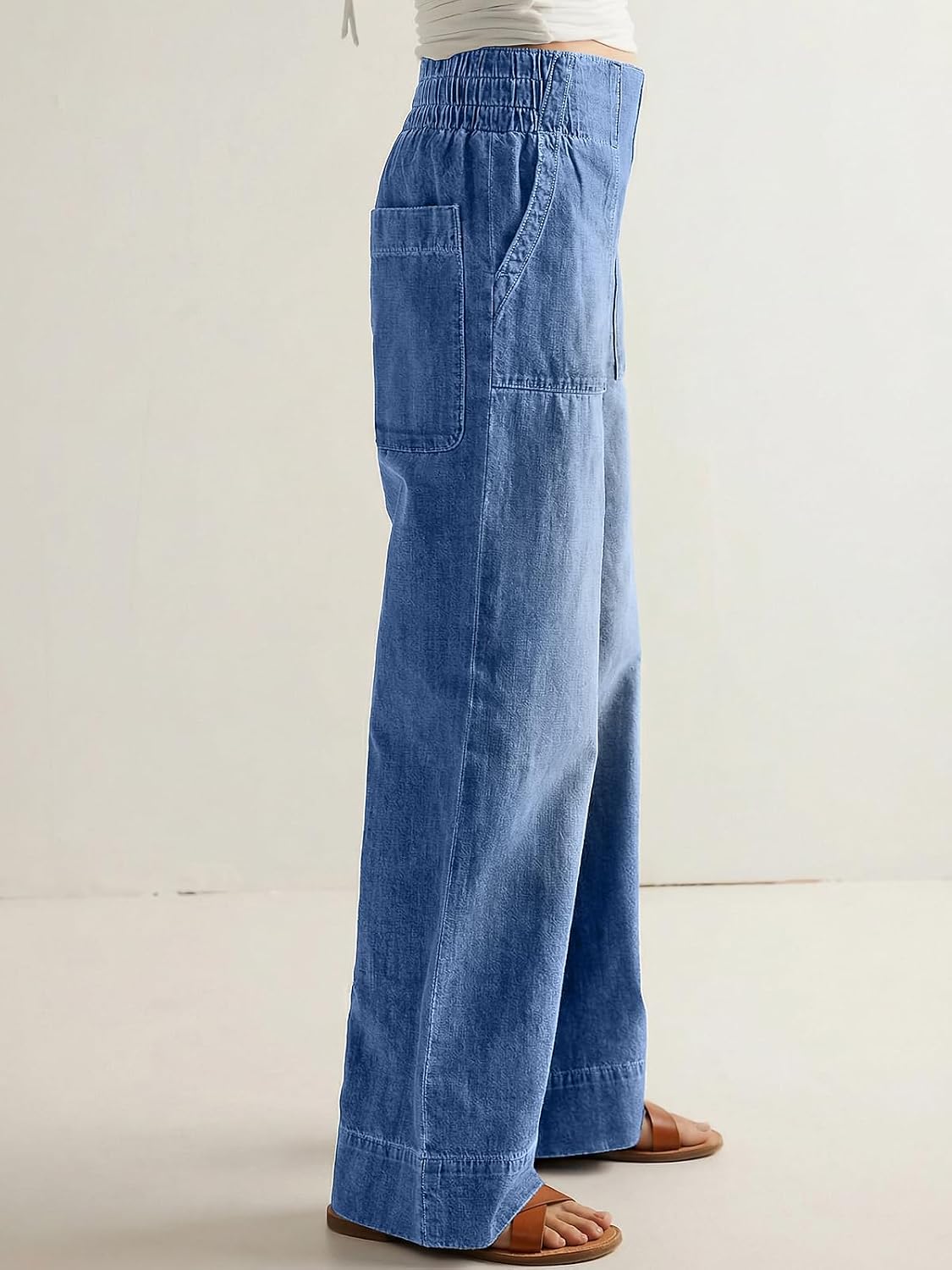 Women's Wide Leg Jeans Baggy Low Mid Rise Pull On Denim Pants Y2k