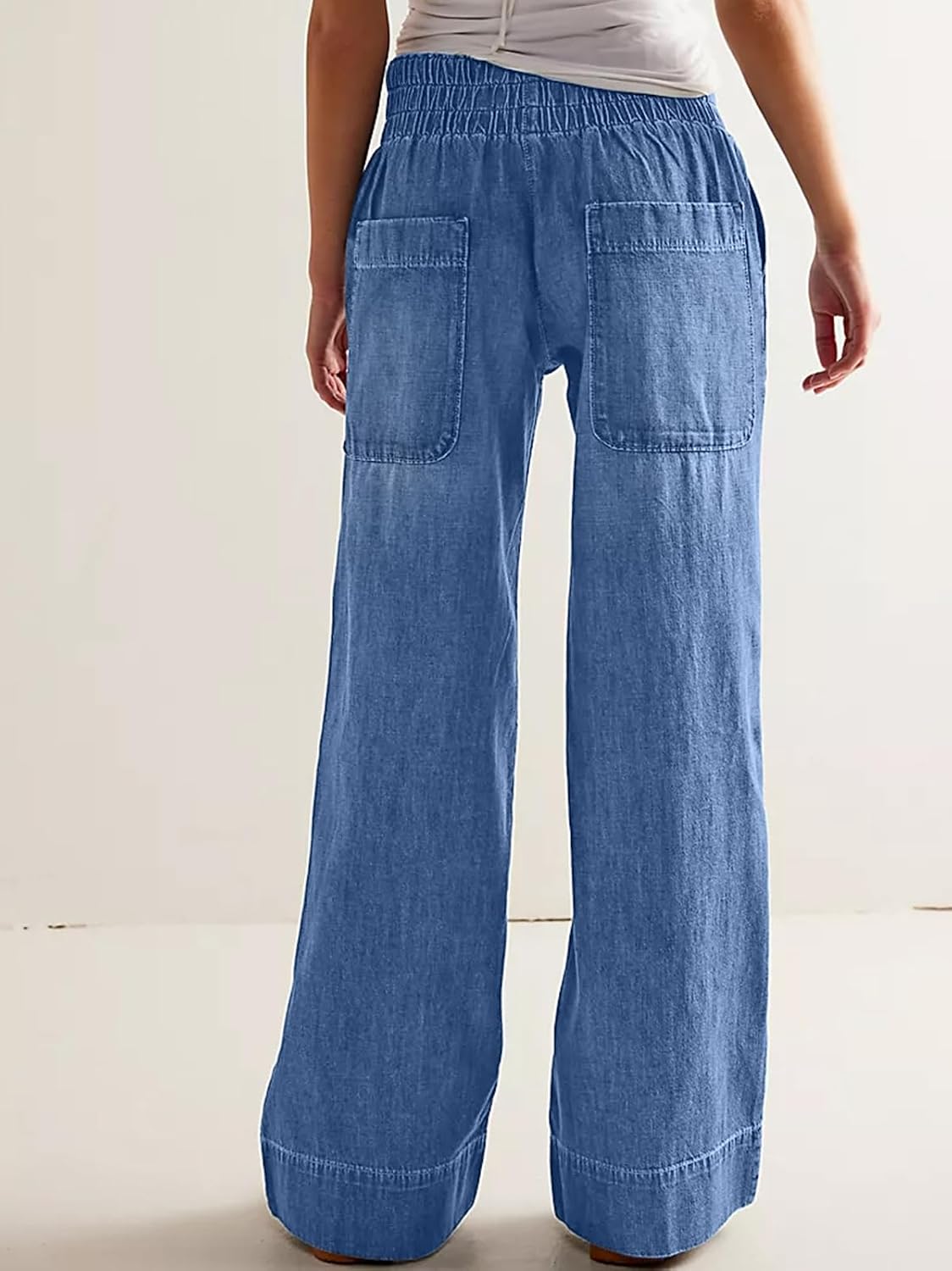Women's Wide Leg Jeans Baggy Low Mid Rise Pull On Denim Pants Y2k