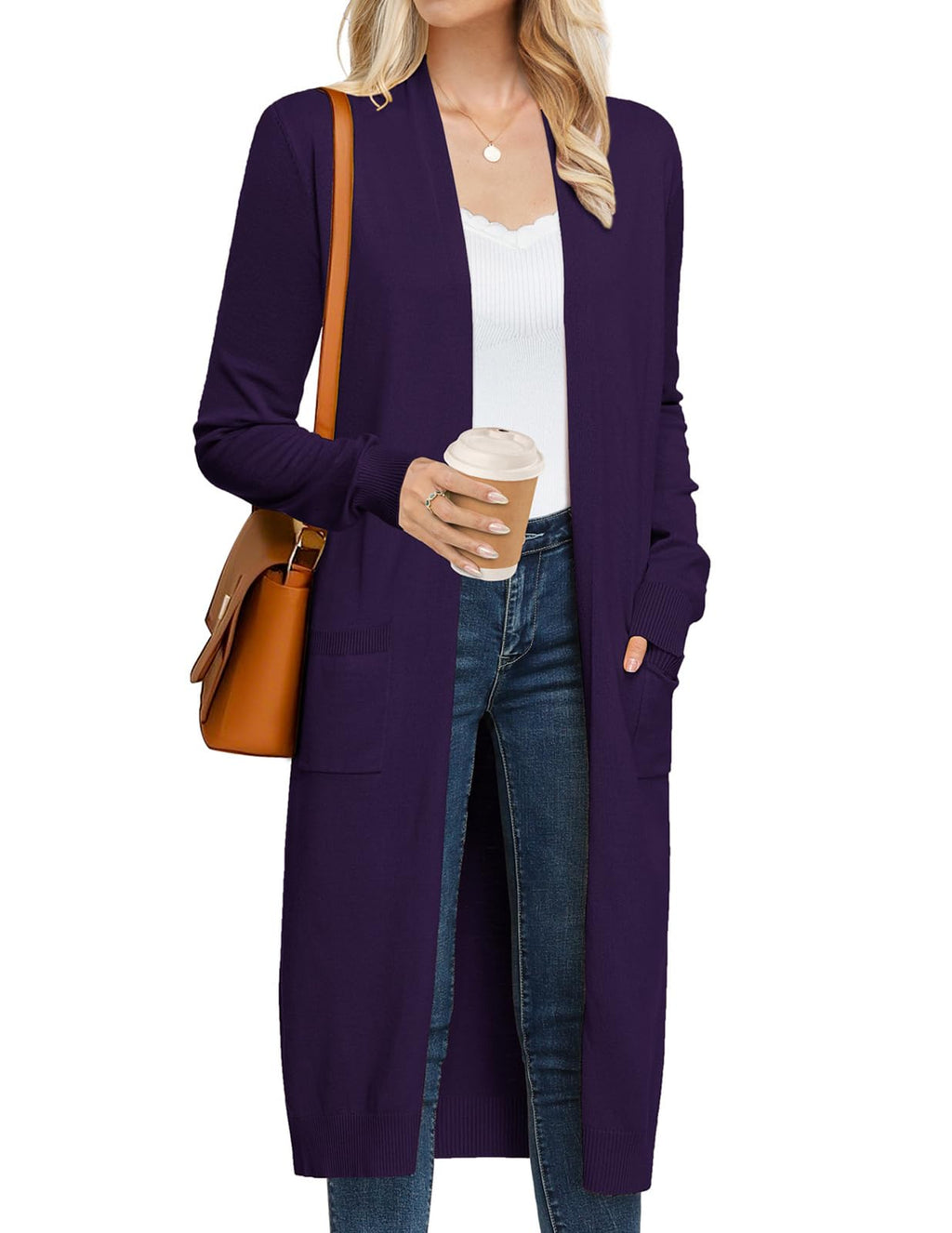 GRACE KARIN Women's 2026 Trendy Long Cardigans Sweater Lightweight Open Front Long Sleeve Maxi Duster Coats with Pockets