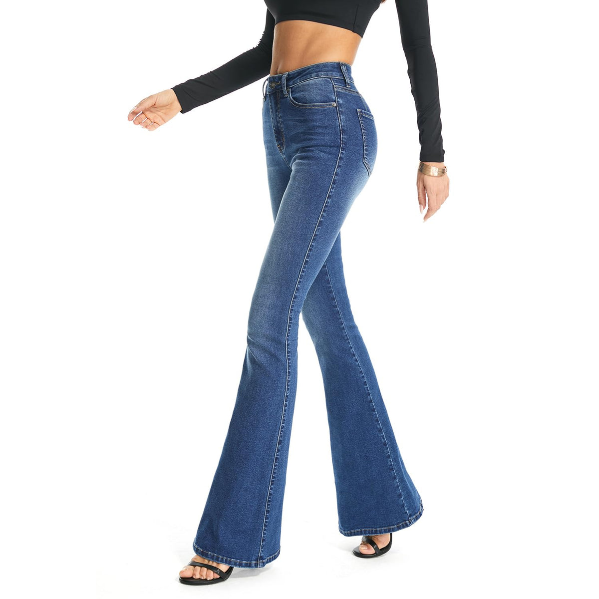 FLYING BANANA Women's Totally Shaping Curvy Stretchy Bootcut Flare Denim Jeans