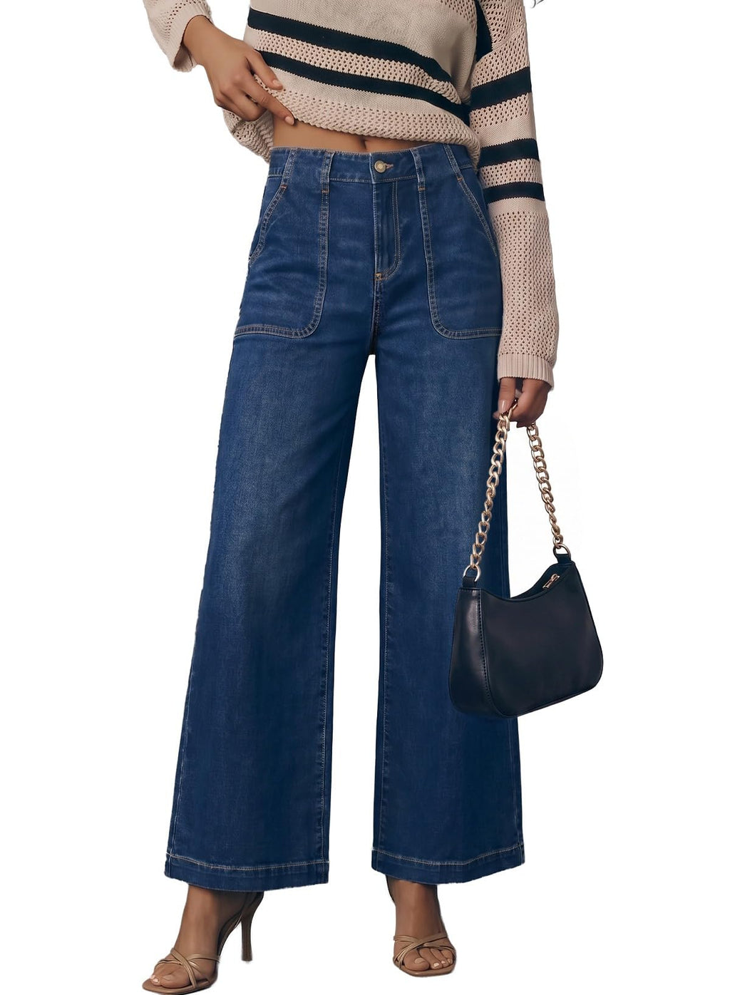 Sidefeel Womens Wide Leg Jeans High Waisted Baggy Denim Pants
