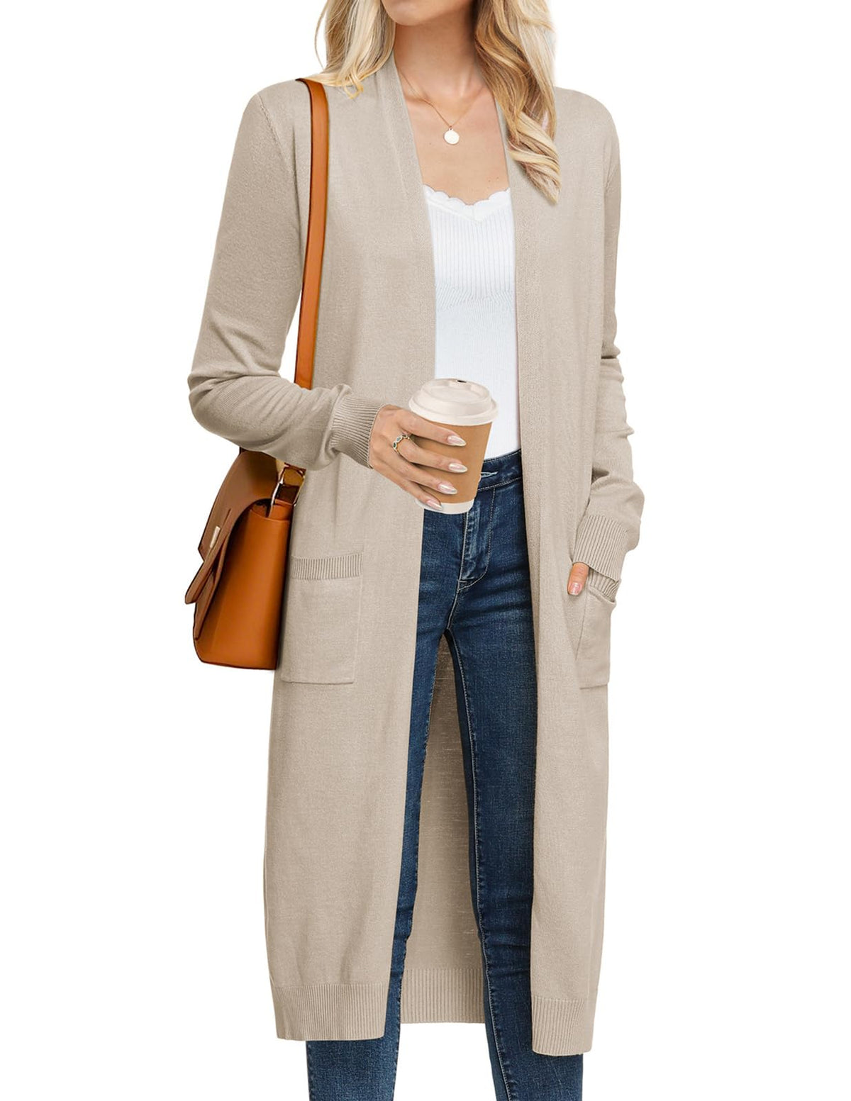 GRACE KARIN Women's 2026 Trendy Long Cardigans Sweater Lightweight Open Front Long Sleeve Maxi Duster Coats with Pockets