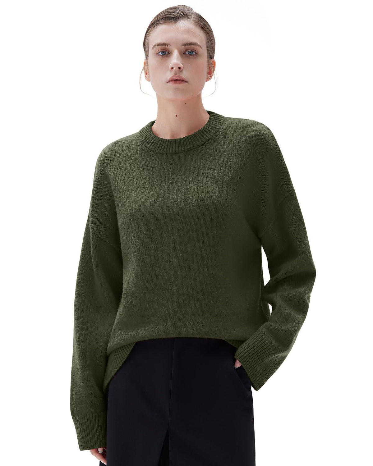 SUUKSESS Women Cashmere Blend Oversized Sweaters Long Sleeve Pullover Tops