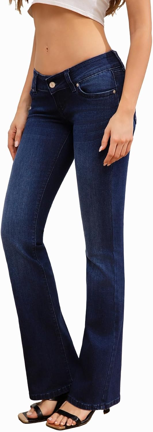 Women's Super Low Rise Bootcut Jeans Stretch Y2K Pants
