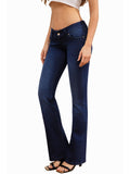 Women's Super Low Rise Bootcut Jeans Stretch Y2K Pants