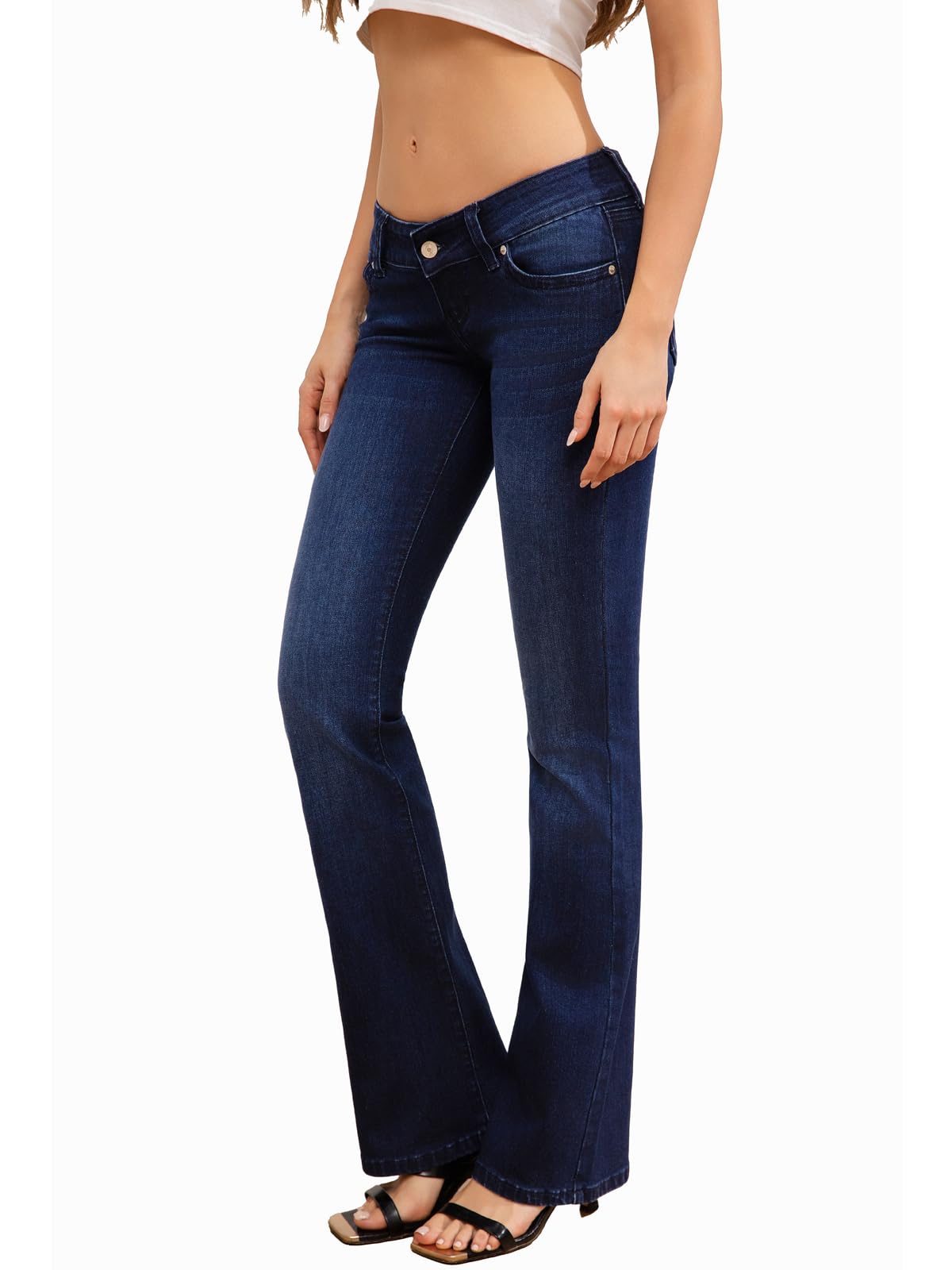 Women's Super Low Rise Bootcut Jeans Stretch Y2K Pants
