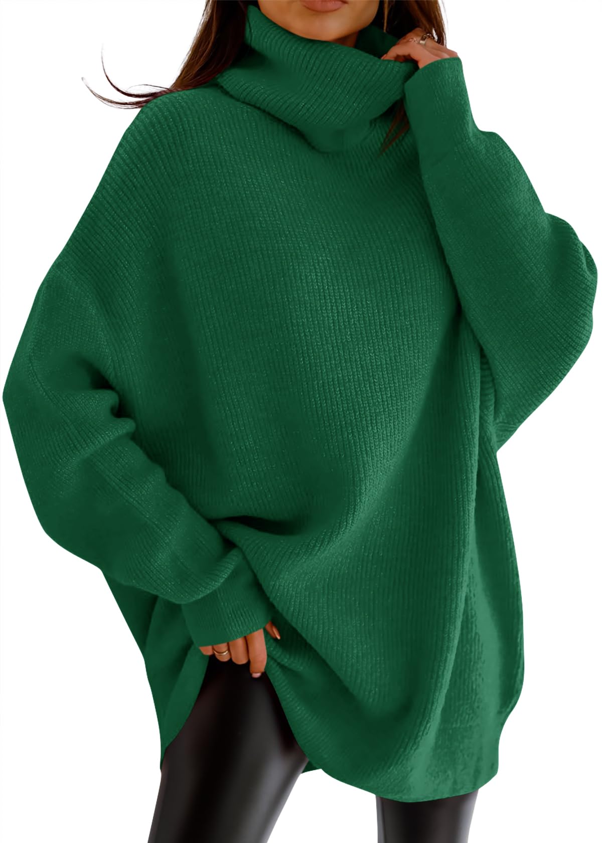 Womens Turtleneck Oversized Sweater Batwing Chunky Pullover Sweater Casual Fall Loose Knit Jumper Top