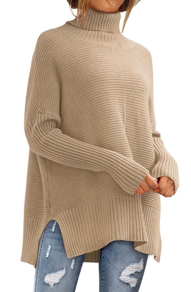 LILLUSORY Women Oversized Turtleneck Sweaters Fall Cozy Long Pullover Tunic