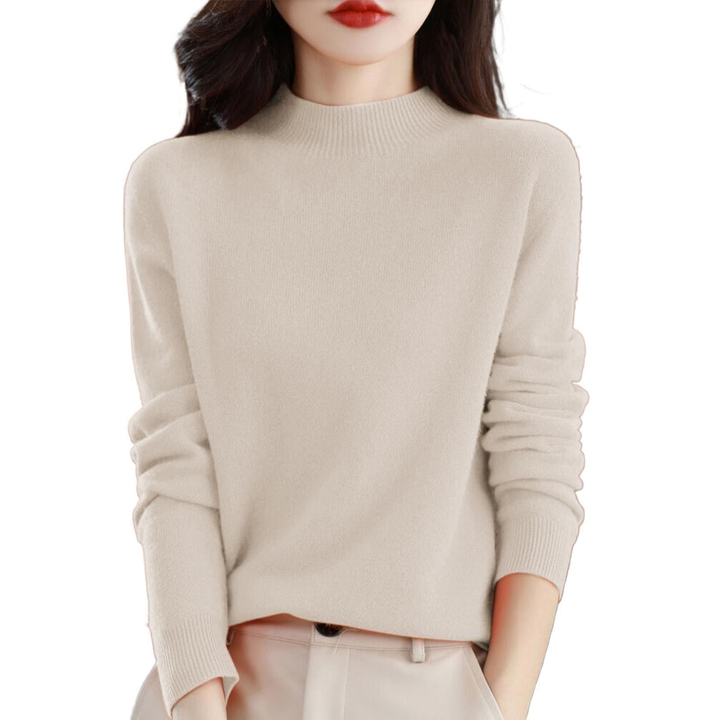 Cashmere Sweaters for Women Mock Turtleneck Warm Pullover Sweater