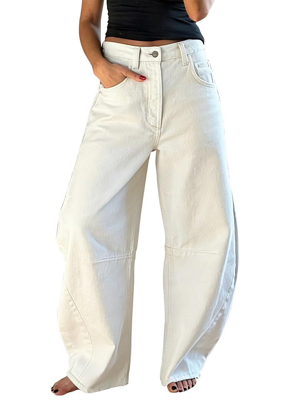 EXLURA Barrel Jeans Women Y2K Boyfriend Denim Pants Casual Baggy Jeans