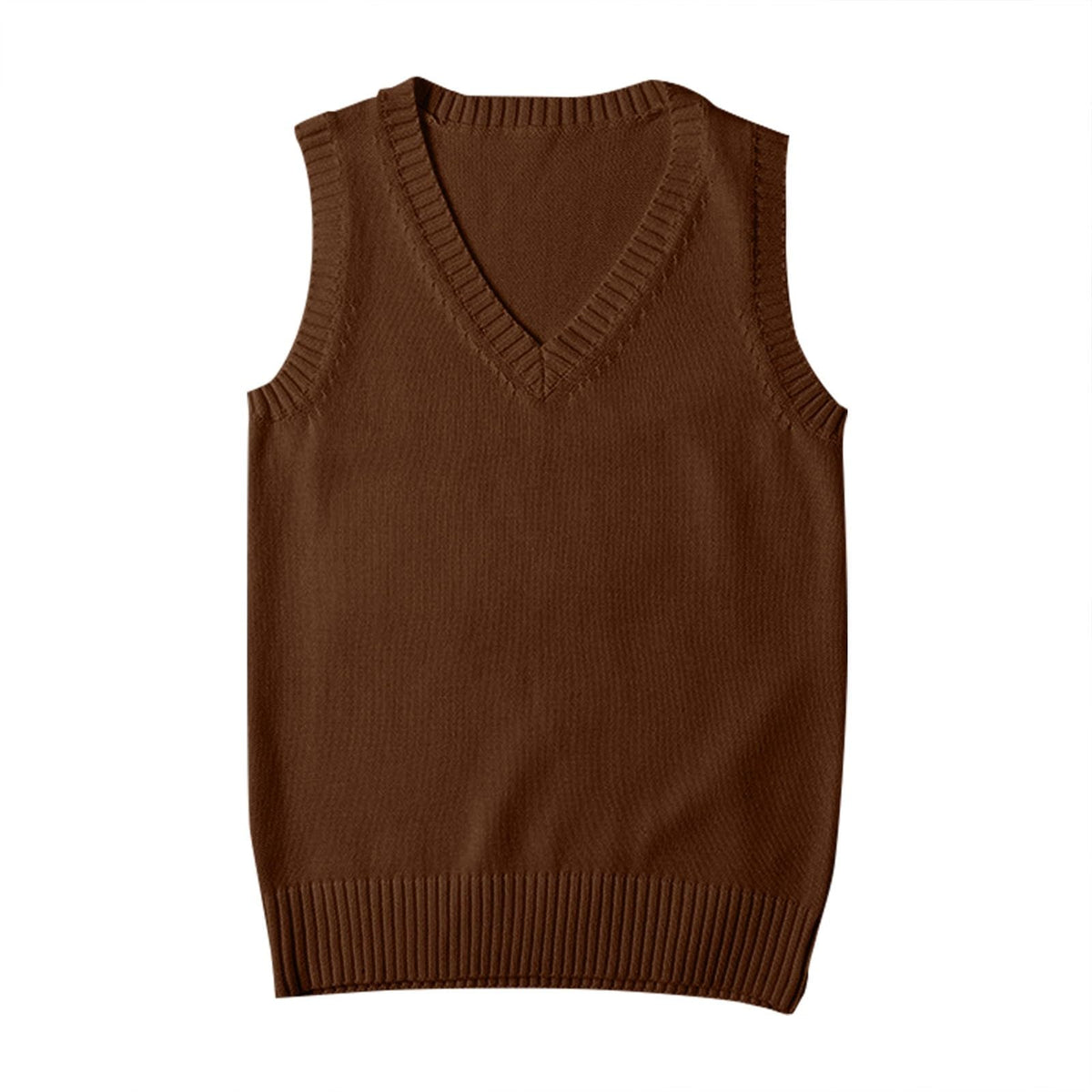 Sweater Vest for Women V Neck Sleeveless Ribbed Trim Solid Knit Casual Layering Daily Tank Vest
