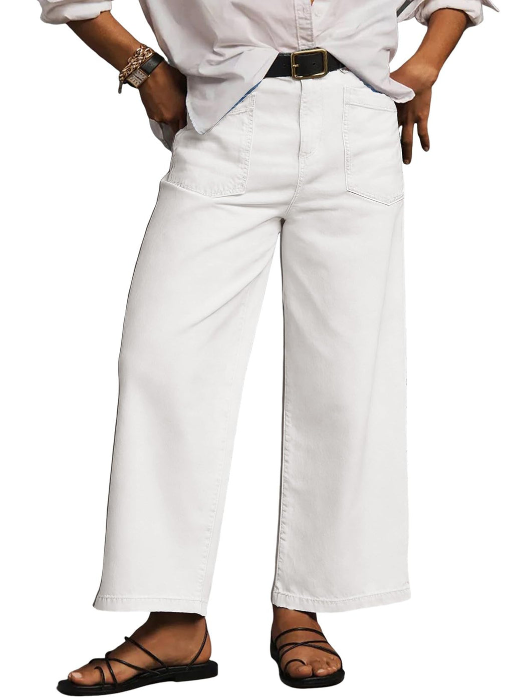 Eytino Plus Size Jeans for Women High Waisted Wide Leg Jeans Trendy Baggy Loose Stretchy Denim Pants with Pockets(1X-5X)