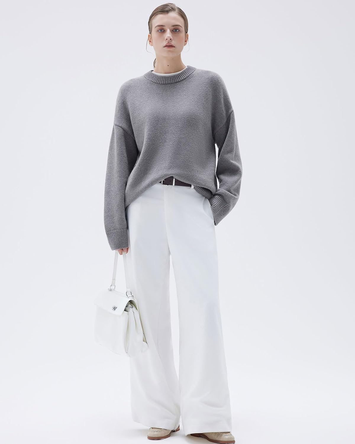 SUUKSESS Women Cashmere Blend Oversized Sweaters Long Sleeve Pullover Tops