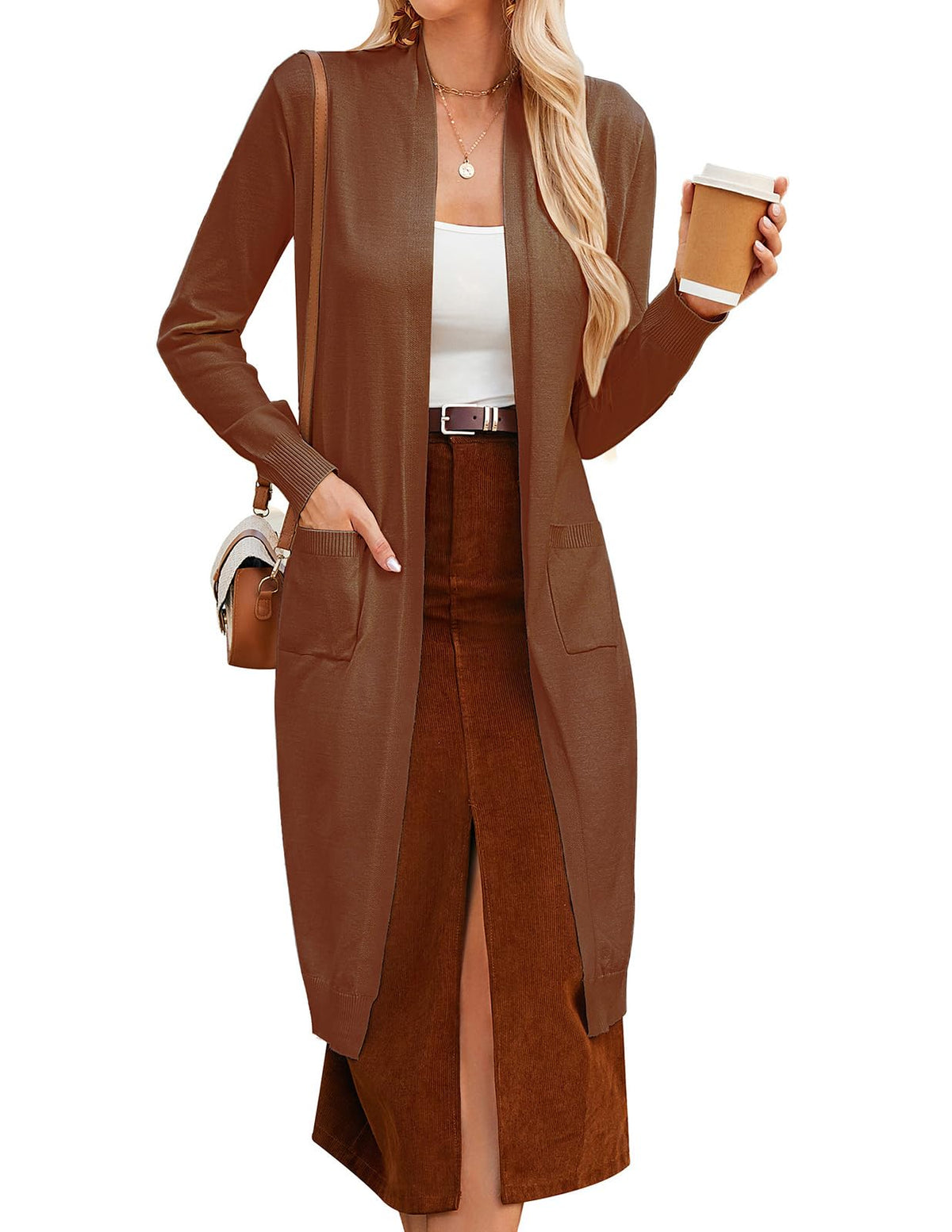 GRACE KARIN Women's 2026 Trendy Long Cardigans Sweater Lightweight Open Front Long Sleeve Maxi Duster Coats with Pockets