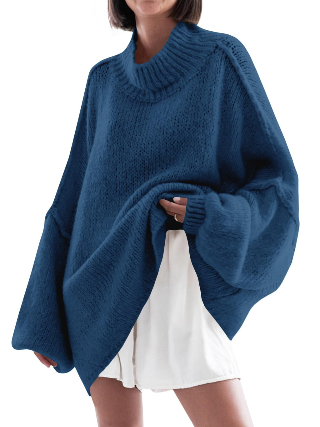 Saodimallsu Womens Oversized Sweaters Mock Neck Fall Winter Tunic Sweater