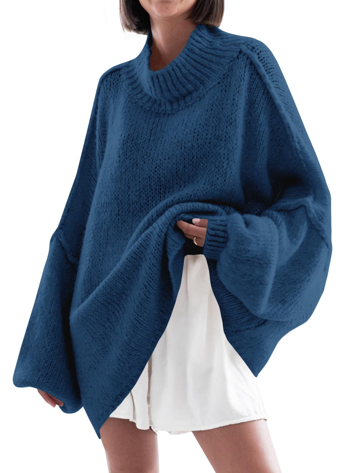 Saodimallsu Womens Oversized Sweaters Mock Neck Fall Winter Tunic Sweater
