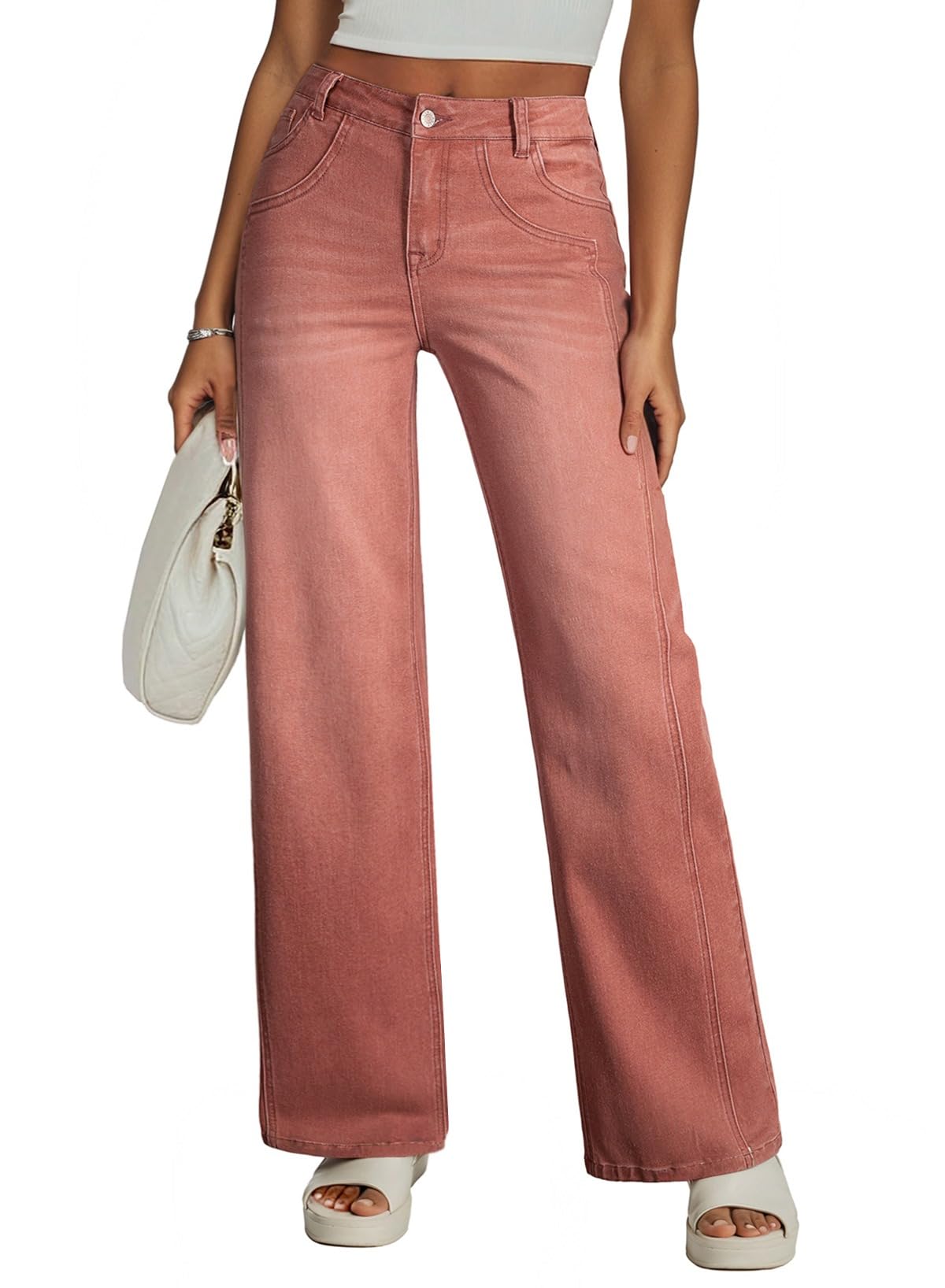Sidefeel Women's Wide Leg Jeans High Waisted Stretchy Denim Pants