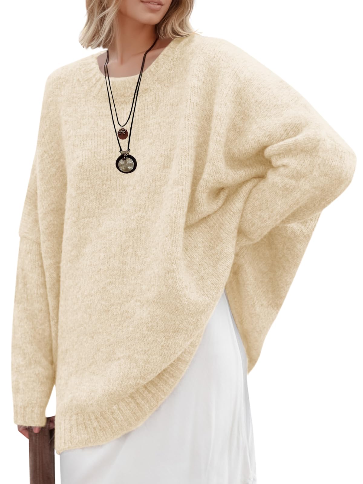 Saodimallsu Womens Oversized Tunic Sweaters Chunky Knit Slouchy Pullover