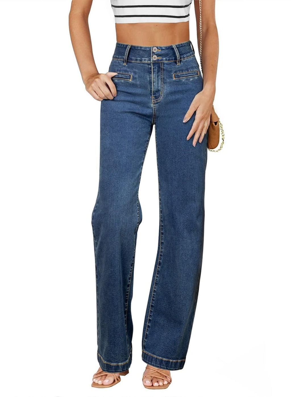 Sidefeel Jeans for Women High Waisted Straight Leg Denim Pants