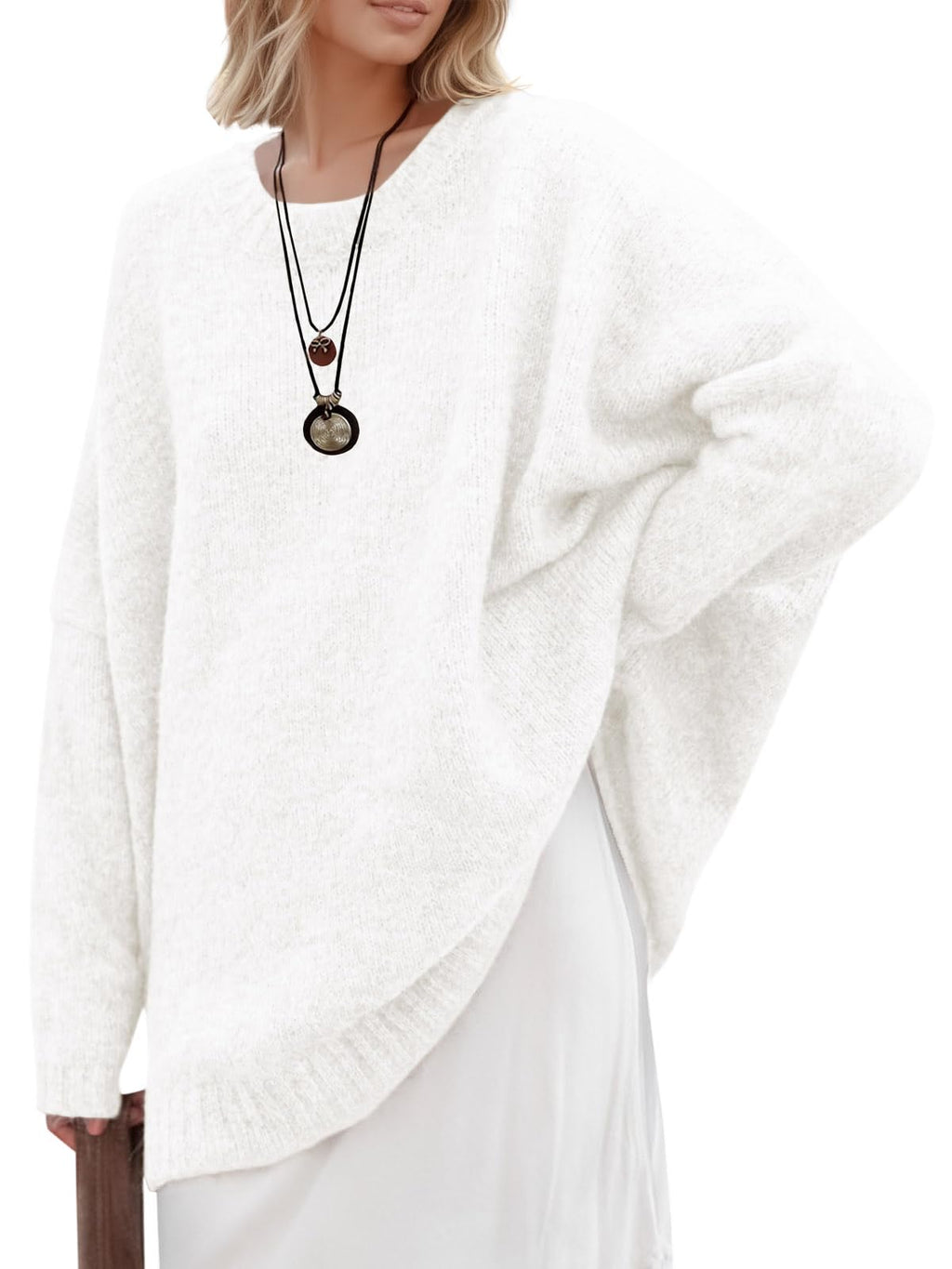 Saodimallsu Womens Oversized Tunic Sweaters Chunky Knit Slouchy Pullover