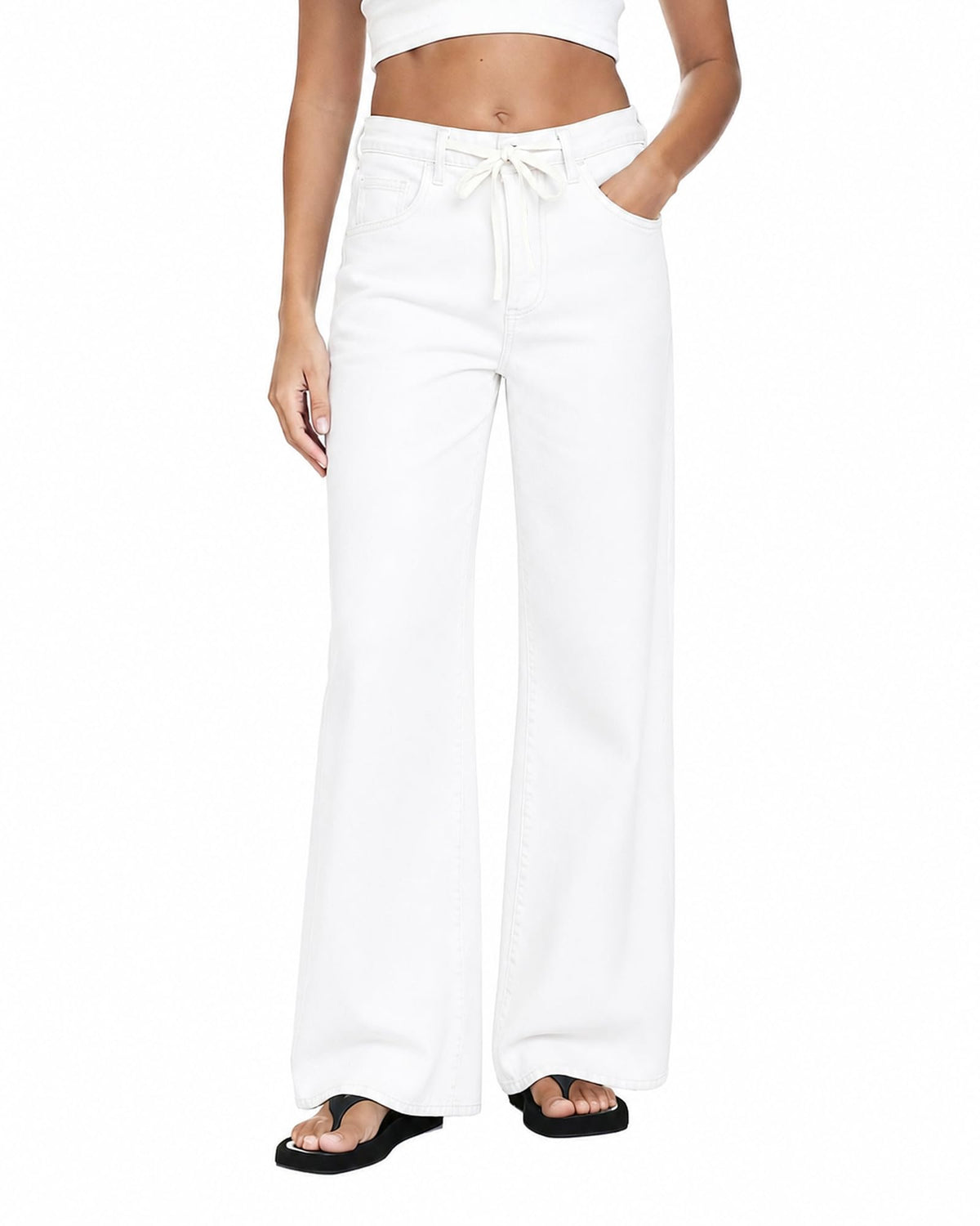 MARIASHA Wide Leg Jeans for Women Trendy Baggy Jeans Women Drawstring Pants