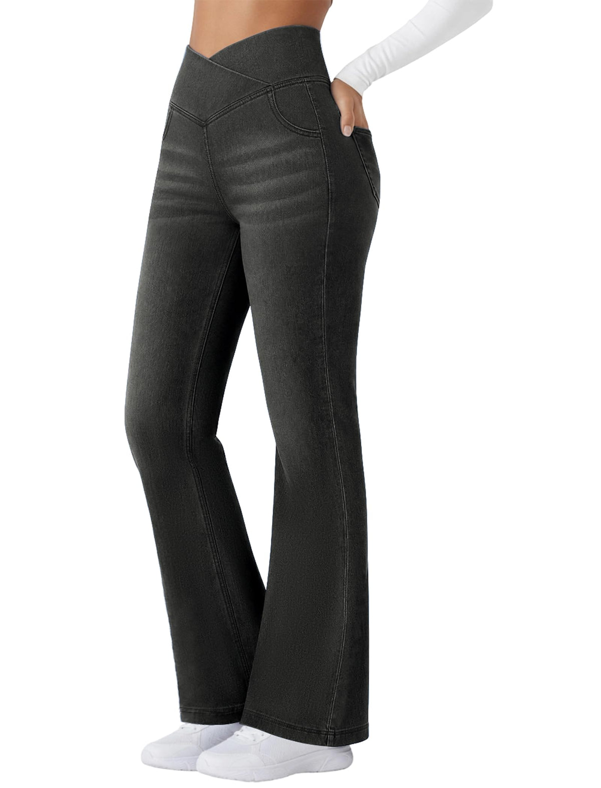 FireSwan Womens Flare Jeans Crossover High Waisted Bootcut Jeans