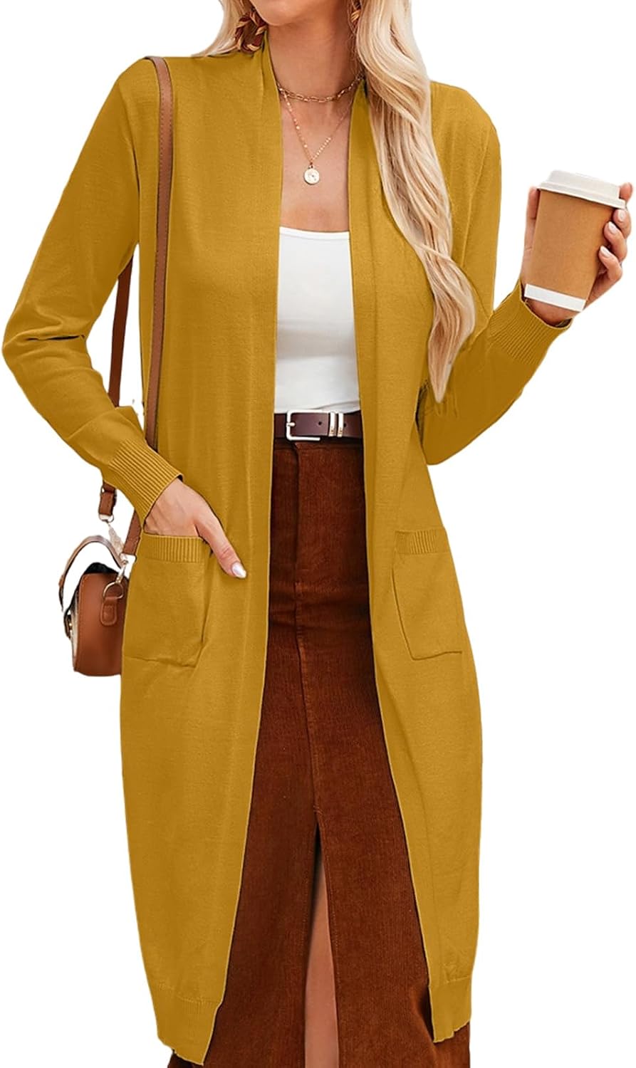 GRACE KARIN Women's 2026 Trendy Long Cardigans Sweater Lightweight Open Front Long Sleeve Maxi Duster Coats with Pockets