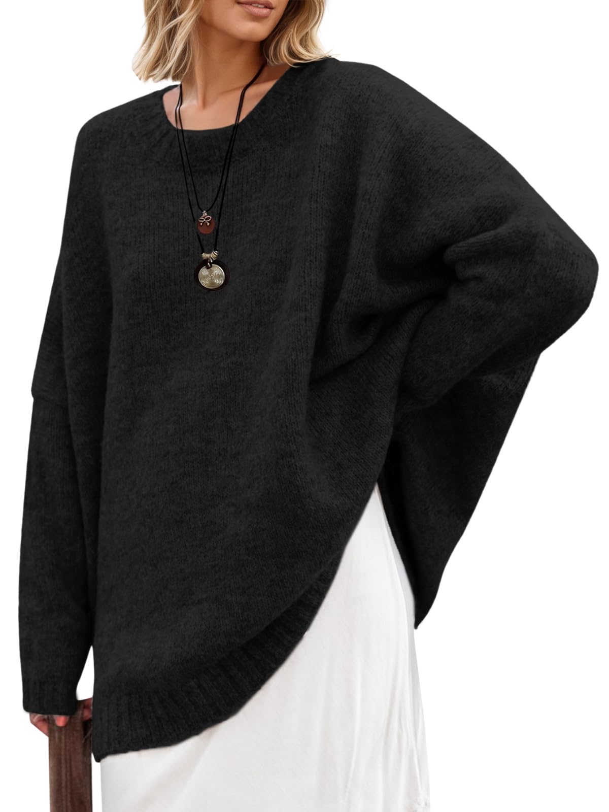Saodimallsu Womens Oversized Tunic Sweaters Chunky Knit Slouchy Pullover