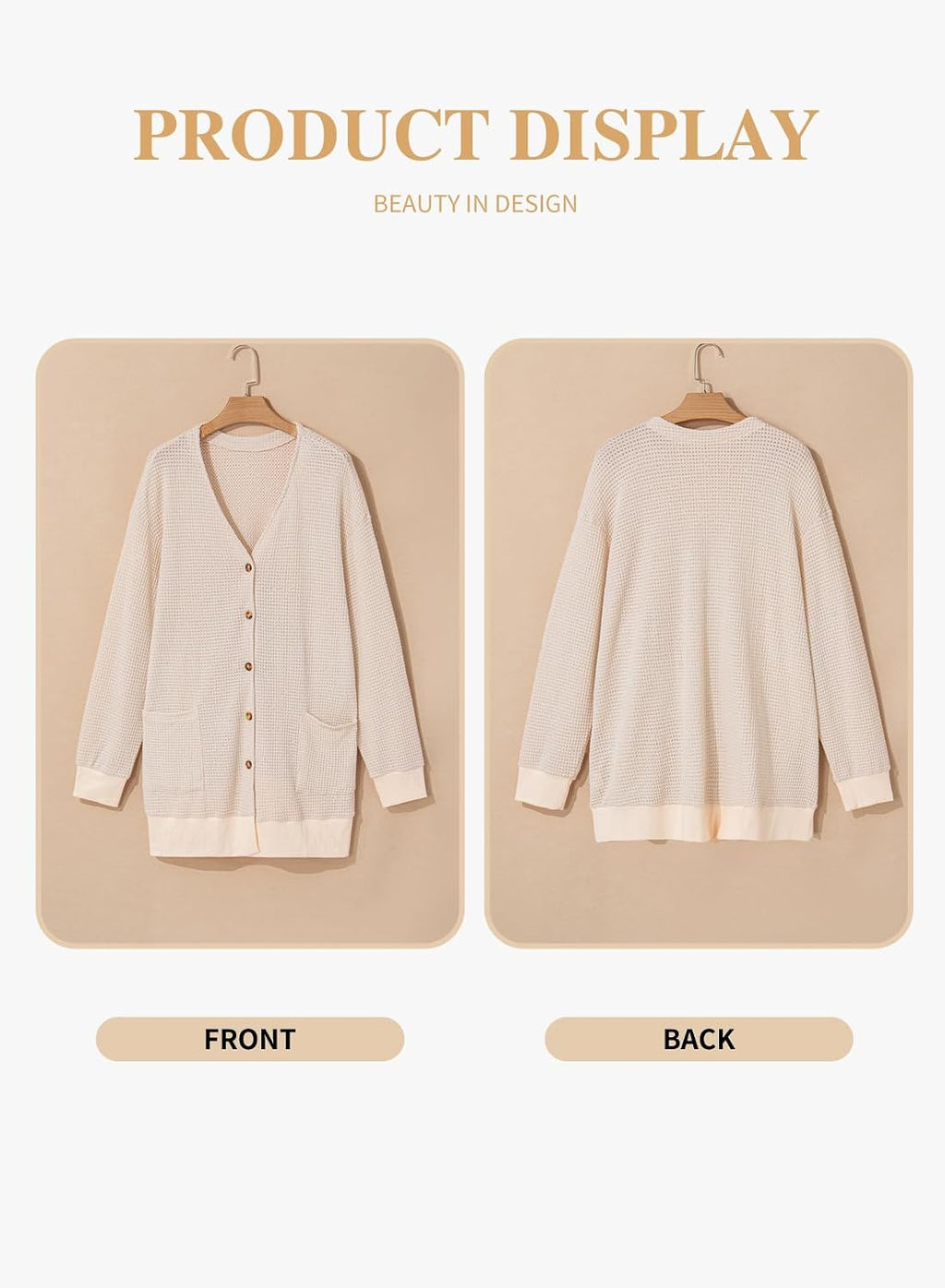 Eytino Womens Plus Size Waffle Knit Button Down Cardigans(1X-5X)